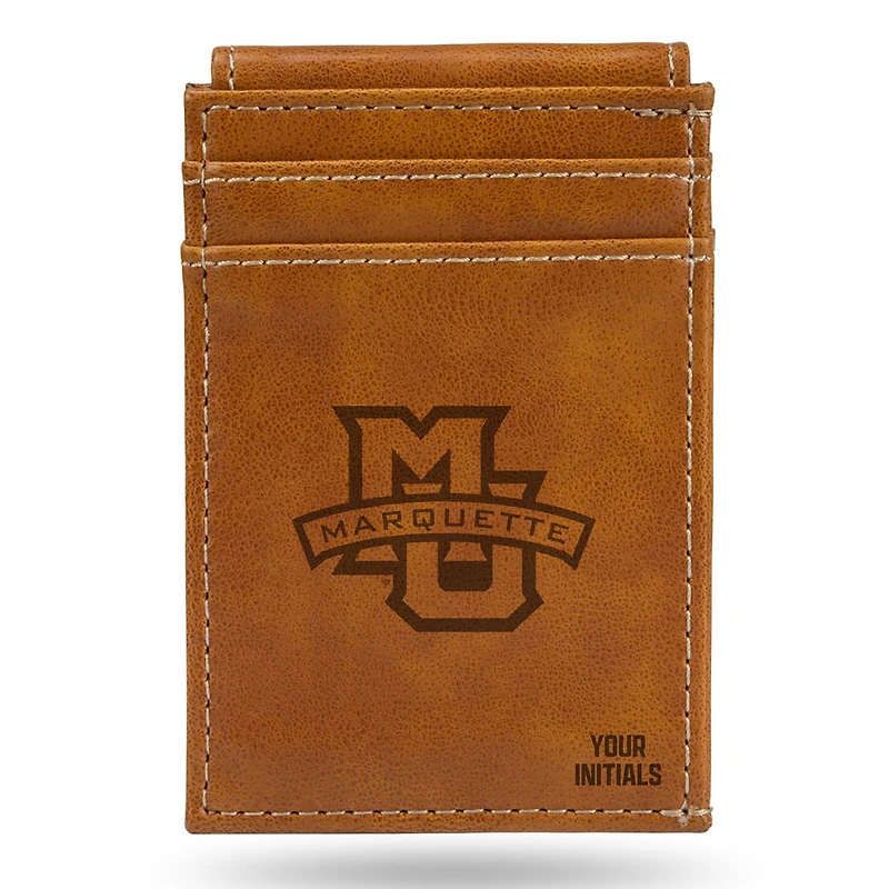 Brown Marquette Golden Eagles Personalized Front Pocket Wallet