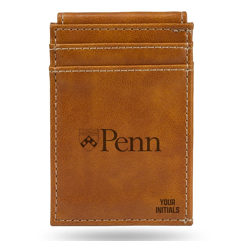 Brown Pennsylvania Quakers Personalized Front Pocket Wallet