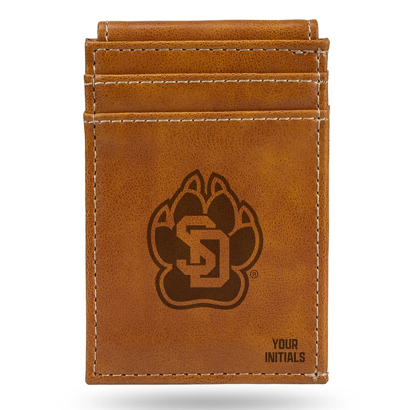 Brown South Dakota Coyotes Personalized Front Pocket Wallet