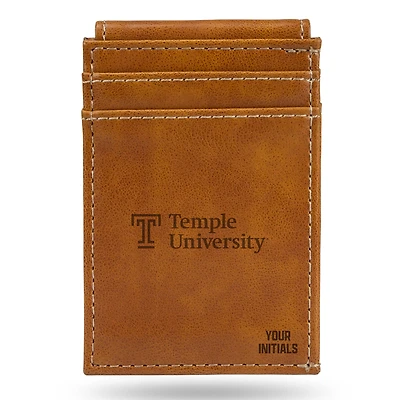 Brown Temple Owls Personalized Front Pocket Wallet