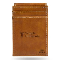Brown Temple Owls Personalized Front Pocket Wallet