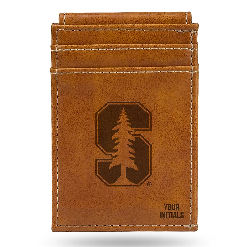 Brown Stanford Cardinal Personalized Front Pocket Wallet