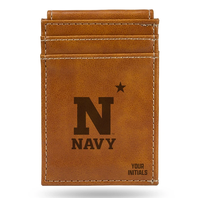 Brown Navy Midshipmen Personalized Front Pocket Wallet