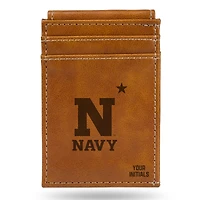 Brown Navy Midshipmen Personalized Front Pocket Wallet