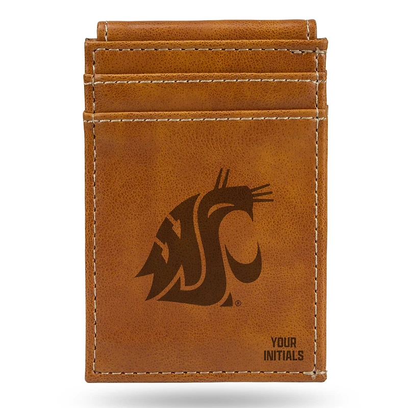 Brown Washington State Cougars Personalized Front Pocket Wallet