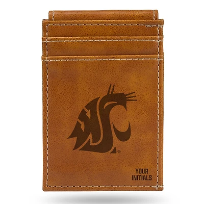 Brown Washington State Cougars Personalized Front Pocket Wallet