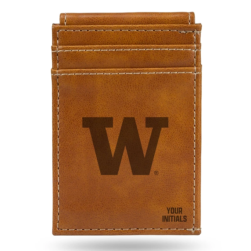 Brown Washington Huskies Personalized Front Pocket Wallet