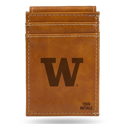 Brown Washington Huskies Personalized Front Pocket Wallet