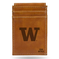 Brown Washington Huskies Personalized Front Pocket Wallet