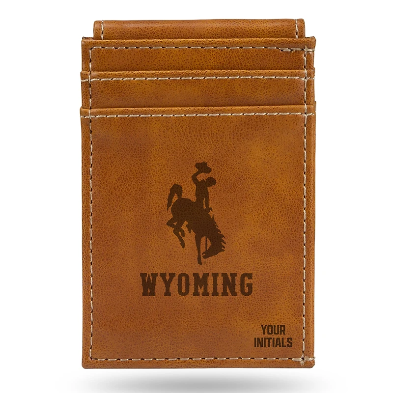 Brown Wyoming Cowboys Personalized Front Pocket Wallet