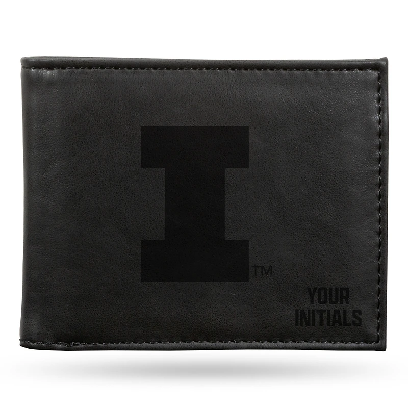 Black Illinois Fighting Illini Personalized Billfold Wallet