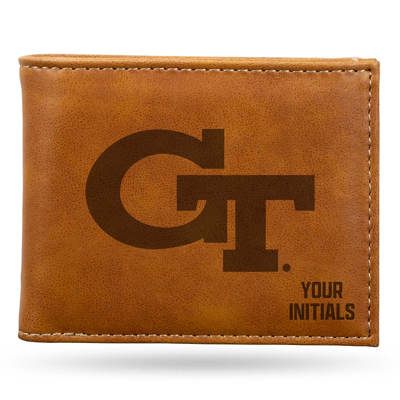 Brown Georgia Tech Yellow Jackets Personalized Billfold Wallet