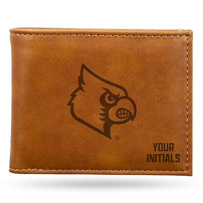Brown Louisville Cardinals Personalized Billfold Wallet