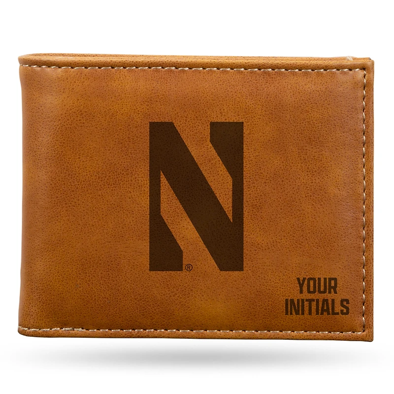 Brown Northwestern Wildcats Personalized Billfold Wallet