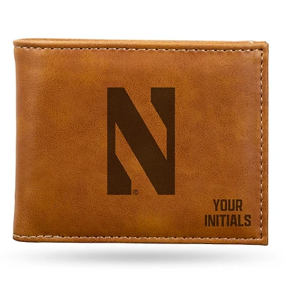 Brown Northwestern Wildcats Personalized Billfold Wallet