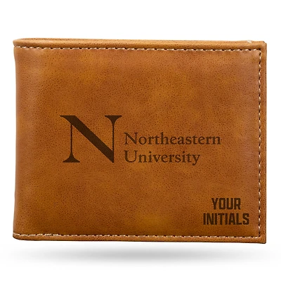 Brown Northeastern Huskies Personalized Billfold Wallet