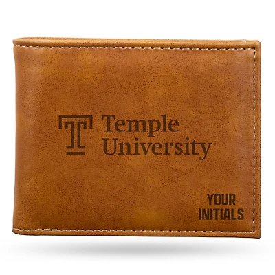 Brown Temple Owls Personalized Billfold Wallet