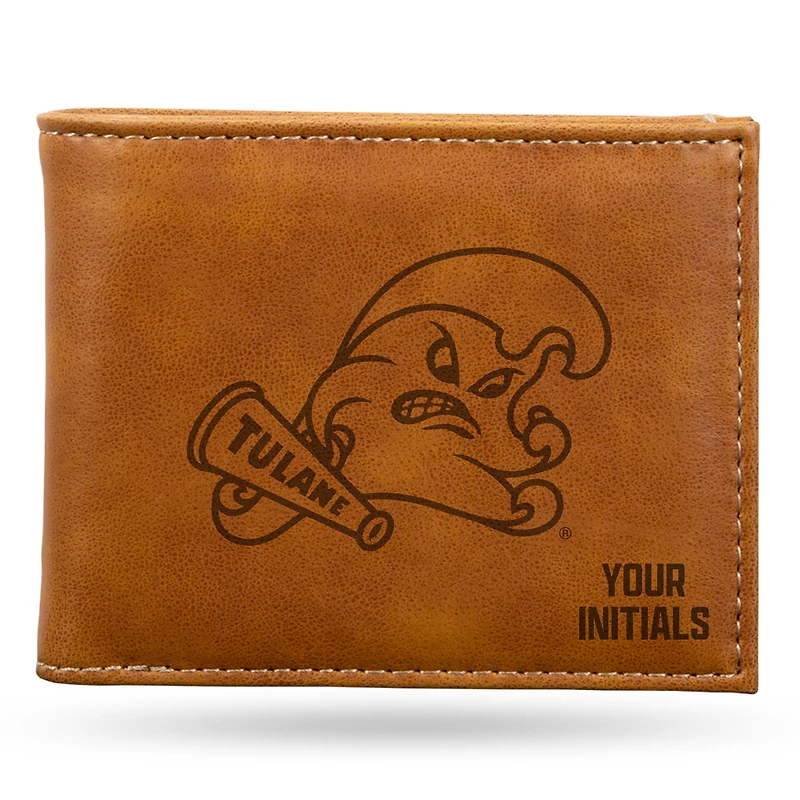 Brown Tulane Green Wave Personalized Billfold Wallet