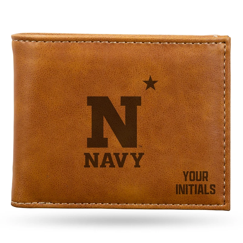 Brown Navy Midshipmen Personalized Billfold Wallet