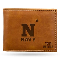 Brown Navy Midshipmen Personalized Billfold Wallet