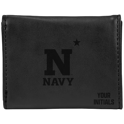 Black Navy Midshipmen Personalized Trifold Wallet