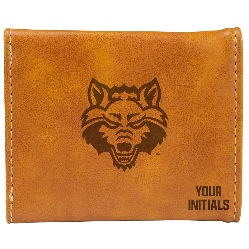 Brown Arkansas State Red Wolves Personalized Trifold Wallet