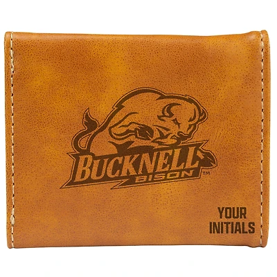 Brown Bucknell Bison Personalized Trifold Wallet