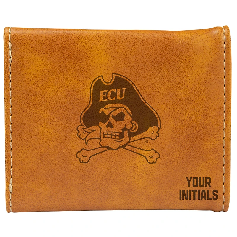 Brown ECU Pirates Personalized Trifold Wallet