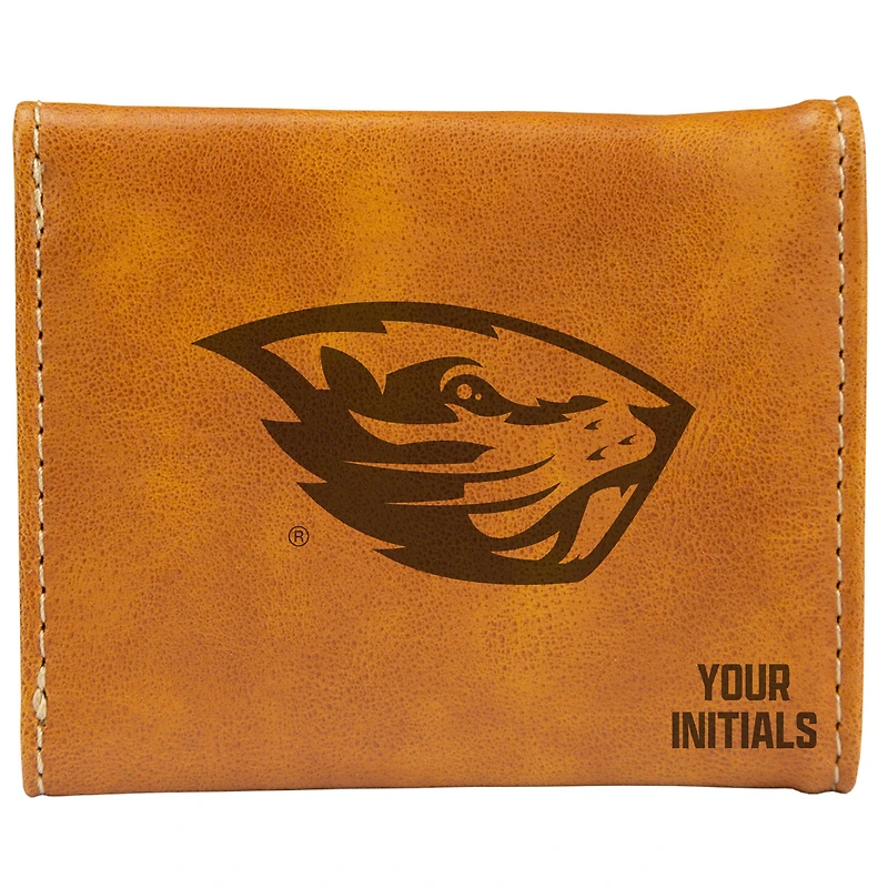 Brown Oregon State Beavers Personalized Trifold Wallet