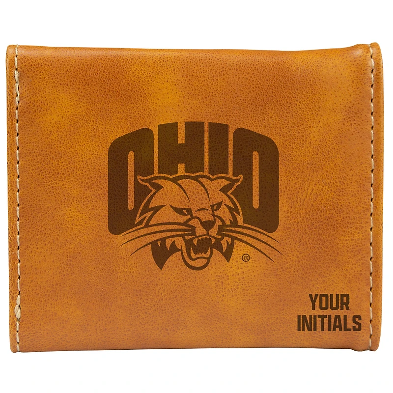 Brown Ohio Bobcats Personalized Trifold Wallet