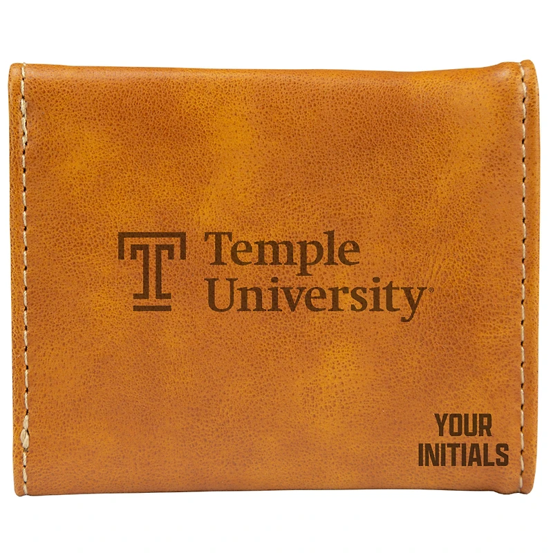 Brown Temple Owls Personalized Trifold Wallet