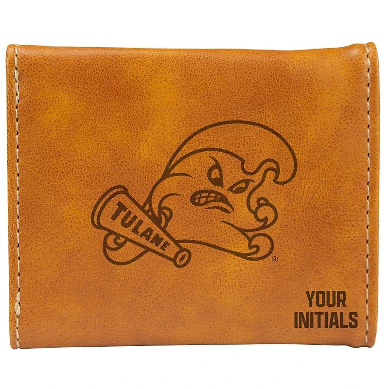 Brown Tulane Green Wave Personalized Trifold Wallet