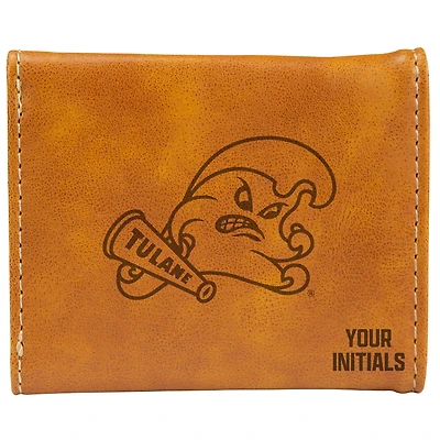 Brown Tulane Green Wave Personalized Trifold Wallet