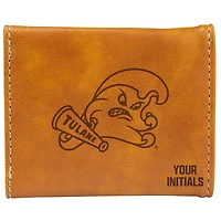 Brown Tulane Green Wave Personalized Trifold Wallet