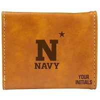 Brown Navy Midshipmen Personalized Trifold Wallet