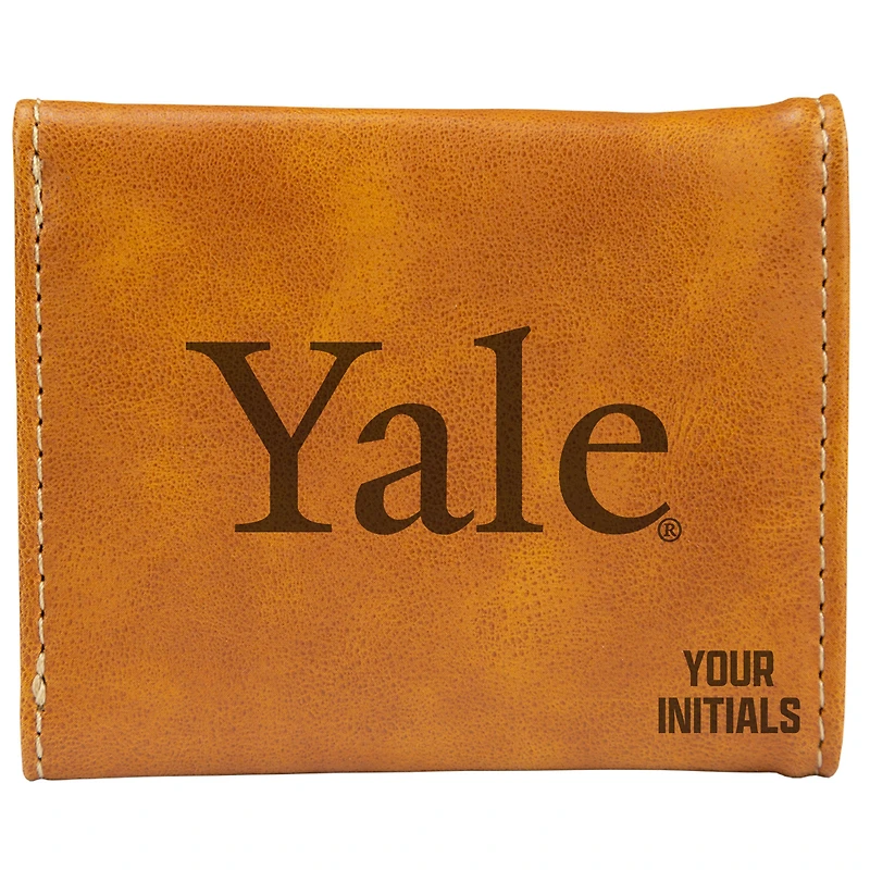 Brown Yale Bulldogs Personalized Trifold Wallet