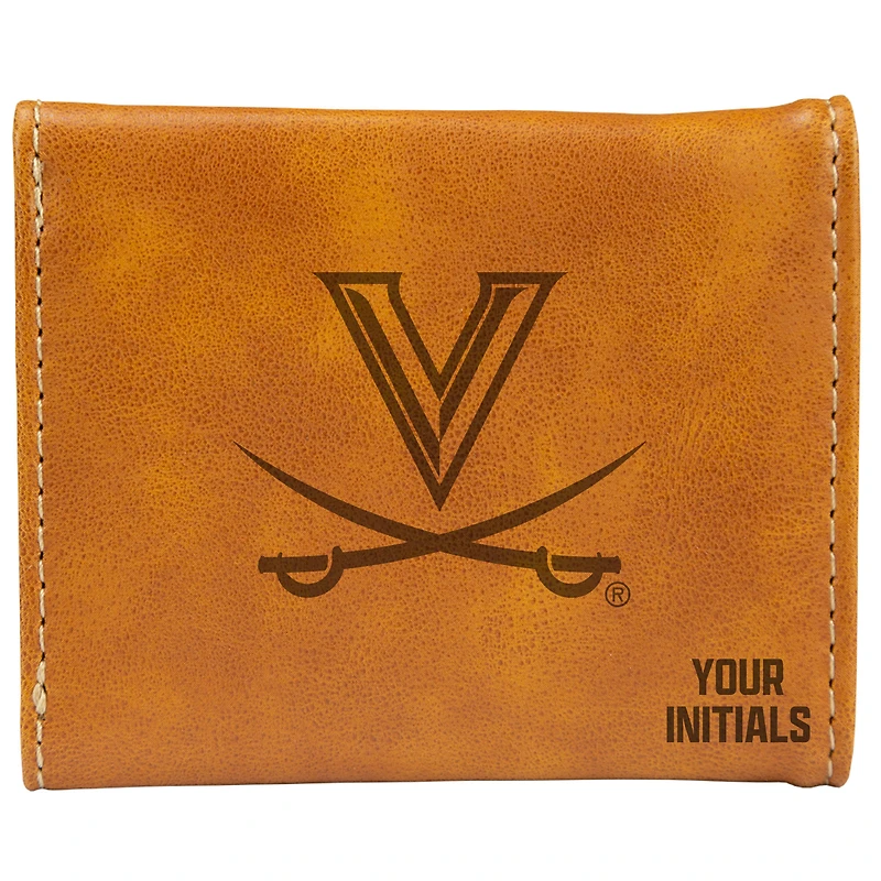 Brown Virginia Cavaliers Personalized Trifold Wallet