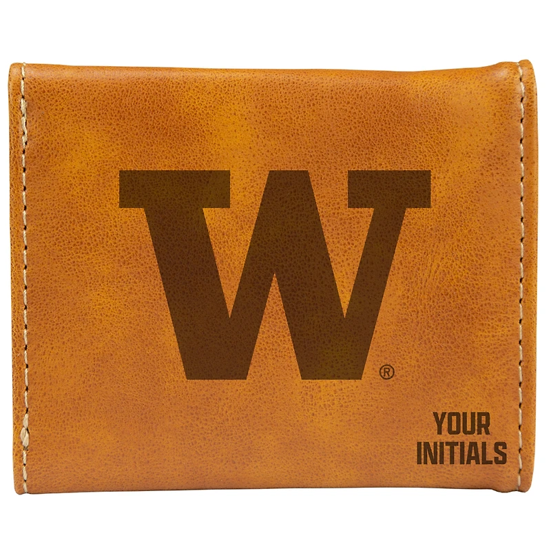 Brown Washington Huskies Personalized Trifold Wallet