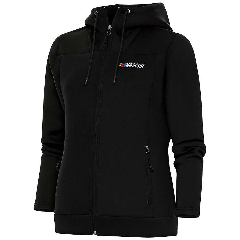 Women's Antigua  Black NASCAR Protect Full-Zip Hoodie