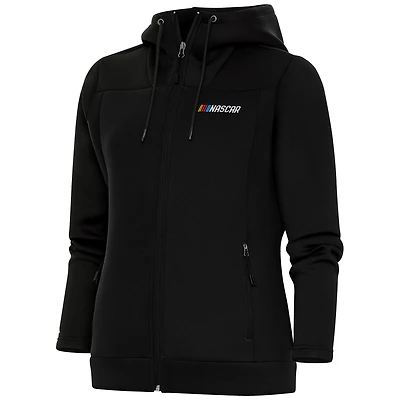 Women's Antigua  Black NASCAR Protect Full-Zip Hoodie