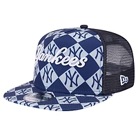 Men's New Era Navy New York Yankees Seeing Diamonds A-Frame Trucker 9FIFTY Snapback Hat