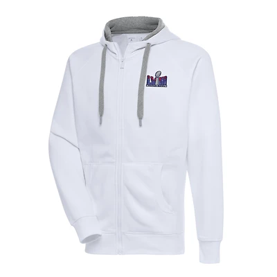 Men's Antigua White Super Bowl LVIII Victory Full-Zip Hoodie
