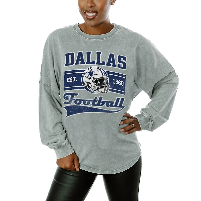 Women's Gameday Couture Gray Dallas Cowboys Snow Wash Oversized Long Sleeve T-Shirt