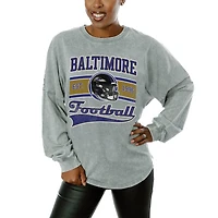 Women's Gameday Couture  Gray Baltimore Ravens  Snow Wash Oversized Long Sleeve T-Shirt