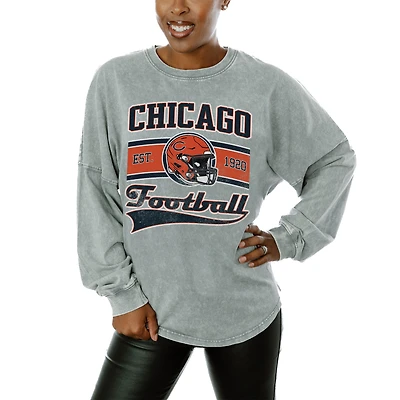 Women's Gameday Couture  Gray Chicago Bears  Snow Wash Oversized Long Sleeve T-Shirt