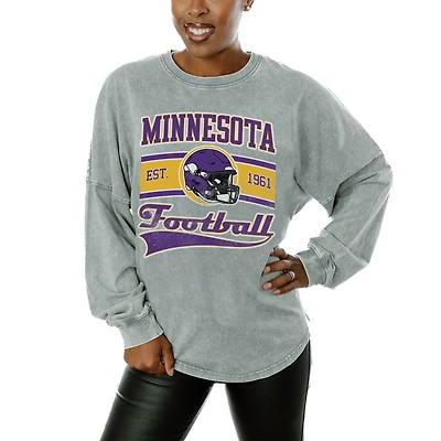 Women's Gameday Couture  Gray Minnesota Vikings  Snow Wash Oversized Long Sleeve T-Shirt