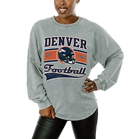 Women's Gameday Couture  Gray Denver Broncos  Snow Wash Oversized Long Sleeve T-Shirt