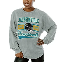 Women's Gameday Couture  Gray Jacksonville Jaguars  Snow Wash Oversized Long Sleeve T-Shirt