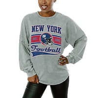 Women's Gameday Couture  Gray New York Giants  Snow Wash Oversized Long Sleeve T-Shirt