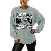 Women's Gameday Couture  Gray Las Vegas Raiders  Snow Wash Oversized Long Sleeve T-Shirt